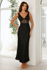 Love on Read Satin Maxi Dress Black