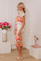 Margs On The Patio Floral Front Tie Midi Dress
