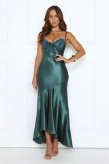 Nightfall Chic Satin Maxi Dress Teal