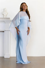 Love Locked In Sheer Overlay Maxi Dress Blue