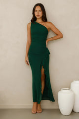 Neon Nectar One Shoulder Mesh Maxi Dress Green