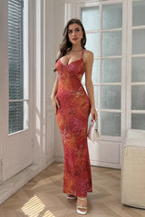 Floral V-Neck Cami Vacation Maxi Dress