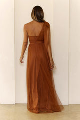 Perfect Poise Mesh Maxi Dress Rust