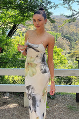 Vintage Floral Backless Cami Maxi Dress