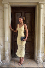 Knit Shell Hollow Out Maxi Dress