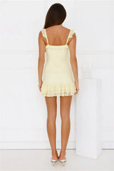 Little Sultry Lace Mini Dress Yellow