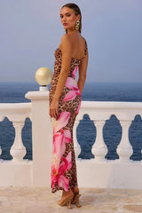 Sexy Leopard Print Cutout Bodycon Maxi Dress