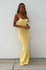Backless Solid Color Casual Maxi Dress
