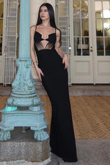 Black Sleeveless Mesh Panel Bodycon Maxi Dress