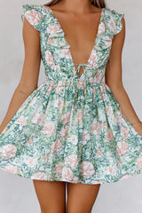 Natural Splendour Mini Dress Green