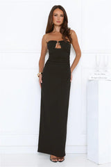 Glow Getter Mode Strapless Maxi Dress Black