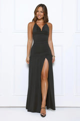 Hot Girl Confidential Halter Maxi Dress Black
