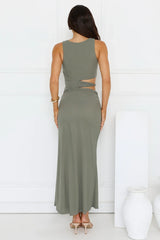 Mine To Show Mesh Maxi Dress Khaki