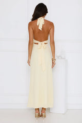 Palm Avenue Halter Maxi Dress Yellow