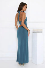 Take My Advice Halter Maxi Dress Teal