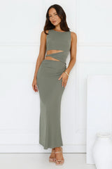 Mine To Show Mesh Maxi Dress Khaki