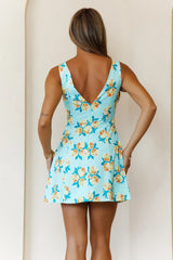 Sunlit Petal Mini Dress Blue