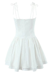 Yellow V-neck Lase-up Ruffle Party Dress