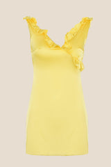V-neck Lavender Ruffled A-line Short Dress