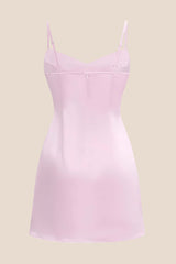Straps Yellow Ruched Satin Short Dress