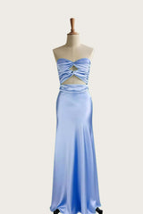 Twists Aqua Keyholes Satin Fitted Dress