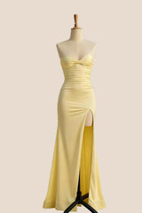Yellow Mermaid Tie Back Prom Dress