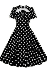 Yellow and White Polk Dots Bow Swing Dress