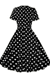 Yellow and White Polk Dots Bow Swing Dress