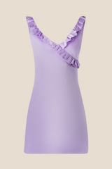 V-neck Yellow Ruffled A-line Short Dress