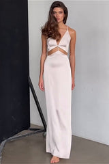 Vintage Sleeveless Tie-up Backless Maxi Dress