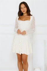 Full Time It Girl Long Sleeve Mini Dress Beige