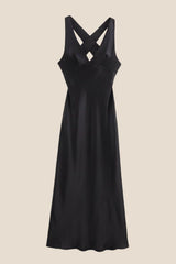 V-neck Blue Open Back Sheath Long Dress