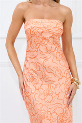 Sunburst Sparkle Strapless Satin Maxi Dress Orange