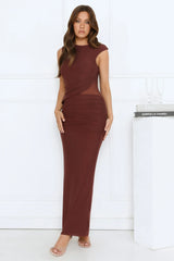 Glow Getter Hour Mesh Maxi Dress Brown