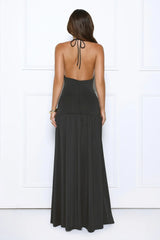 Hot Girl Confidential Halter Maxi Dress Black