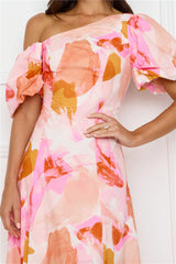 Swan Kiss Off Shoulder Maxi Dress Pink