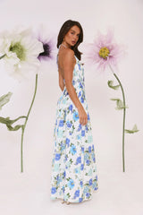 Garden Of Light Halter Maxi Dress Blue