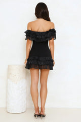 Sunset Elixir Off Shoulder Mini Dress Black