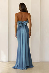 Luxe Nights Strapless Maxi Dress Dusty Blue