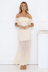 Lumière Off Shoulder Mesh Maxi Dress Yellow