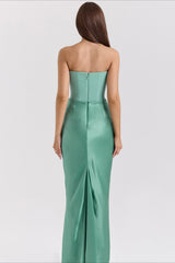 Strapless Boned Corset Bodycon Maxi Dress
