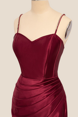 Straps Wine Red Mermaid Long Formal Dress